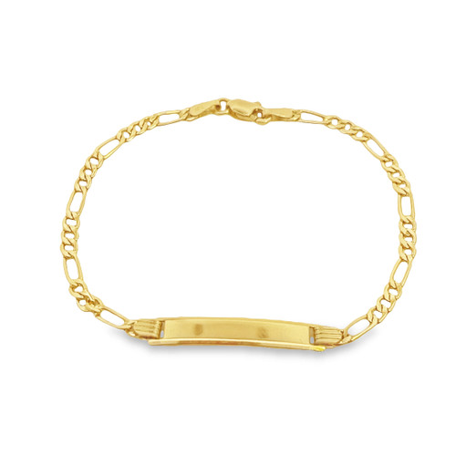 Cuban link ID Hollow Baby bracelet- 10K Yellow gold 5.5in- 2.5mm - Pereira  Jewelry